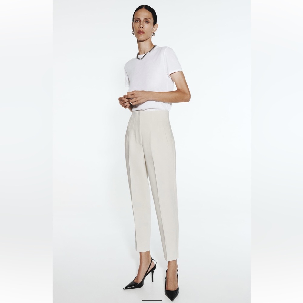Zara high waisted pants trousers oyster white